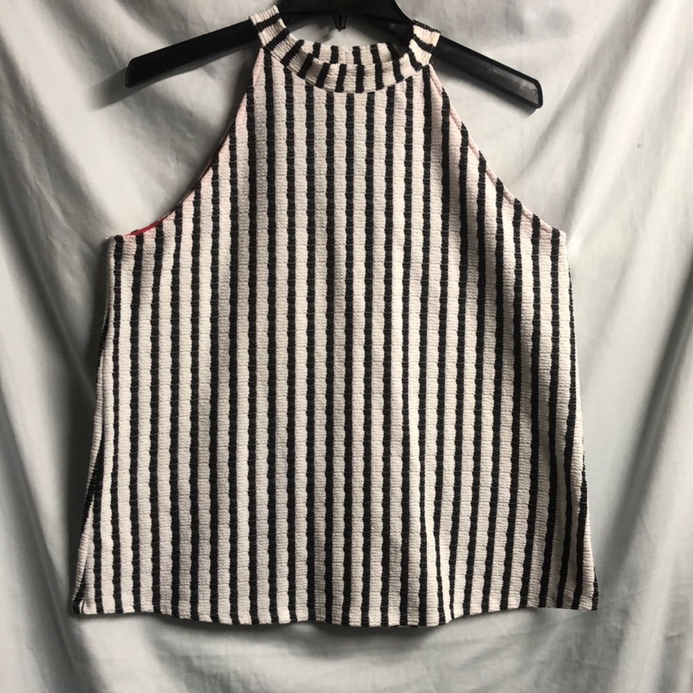 Striped women’s mock neck tank top med/lg